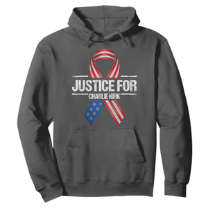 Justice For Charlie Kirk Hoodie Patriotic Tribute Human Rights Activist TS11 Dark Heather Print Your Wear