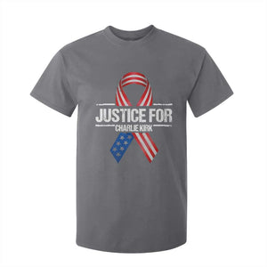 Justice For Charlie Kirk T Shirt For Kid Patriotic Tribute Human Rights Activist TS11 Charcoal Print Your Wear