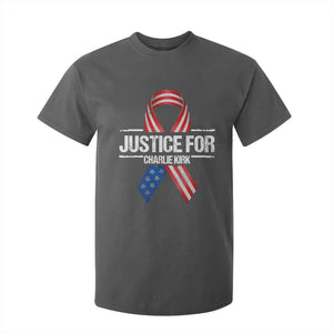 Justice For Charlie Kirk T Shirt For Kid Patriotic Tribute Human Rights Activist TS11 Dark Heather Print Your Wear