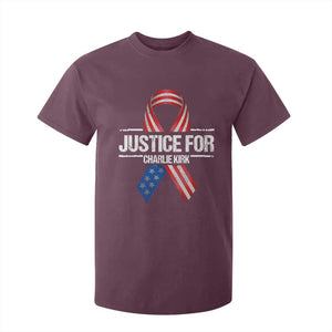 Justice For Charlie Kirk T Shirt For Kid Patriotic Tribute Human Rights Activist TS11 Maroon Print Your Wear