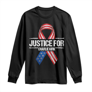 Justice For Charlie Kirk Long Sleeve Shirt Patriotic Tribute Human Rights Activist TS11 Black Print Your Wear