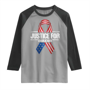 Justice For Charlie Kirk Raglan Shirt Patriotic Tribute Human Rights Activist TS11 Sport Gray Black Print Your Wear