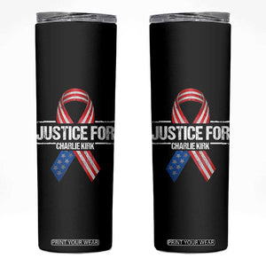 Justice For Charlie Kirk Skinny Tumbler Patriotic Tribute Human Rights Activist TS11 Black Print Your Wear
