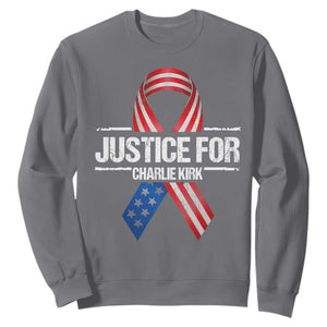 Justice For Charlie Kirk Sweatshirt Patriotic Tribute Human Rights Activist TS11 Charcoal Print Your Wear