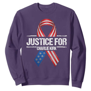 Justice For Charlie Kirk Sweatshirt Patriotic Tribute Human Rights Activist TS11 Purple Print Your Wear