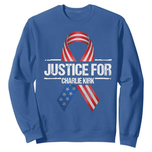 Justice For Charlie Kirk Sweatshirt Patriotic Tribute Human Rights Activist TS11 Royal Blue Print Your Wear