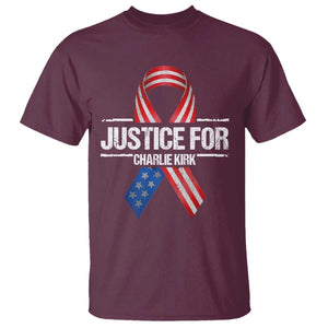 Justice For Charlie Kirk T Shirt Patriotic Tribute Human Rights Activist TS11 Maroon Print Your Wear