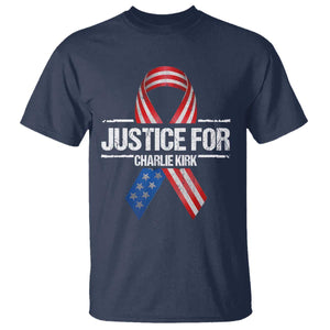 Justice For Charlie Kirk T Shirt Patriotic Tribute Human Rights Activist TS11 Navy Print Your Wear
