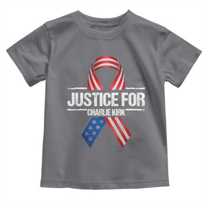 Justice For Charlie Kirk Toddler T Shirt Patriotic Tribute Human Rights Activist TS11 Charcoal Print Your Wear