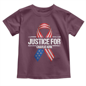 Justice For Charlie Kirk Toddler T Shirt Patriotic Tribute Human Rights Activist TS11 Maroon Print Your Wear