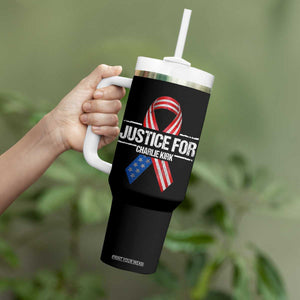 Justice For Charlie Kirk Tumbler With Handle Patriotic Tribute Human Rights Activist TS11 Print Your Wear