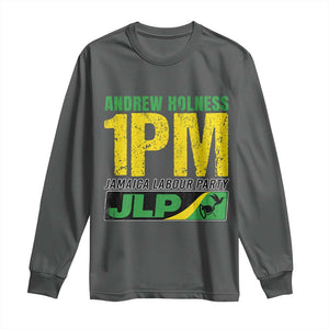 1PM Jamaica Andrew Holness Long Sleeve Shirt Jamaica Labour Party JPL Supporter TS11 Dark Heather Print Your Wear