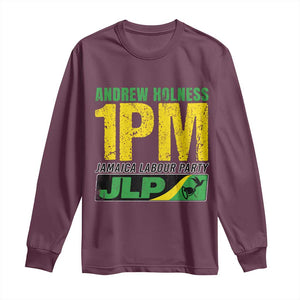 1PM Jamaica Andrew Holness Long Sleeve Shirt Jamaica Labour Party JPL Supporter TS11 Maroon Print Your Wear