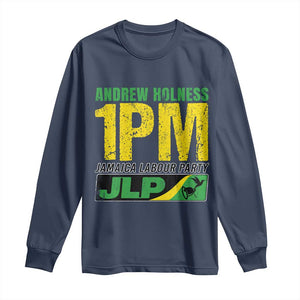 1PM Jamaica Andrew Holness Long Sleeve Shirt Jamaica Labour Party JPL Supporter TS11 Navy Print Your Wear
