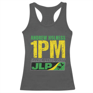 1PM Jamaica Andrew Holness Racerback Tank Top Jamaica Labour Party JPL Supporter TS11 Dark Heather Print Your Wear
