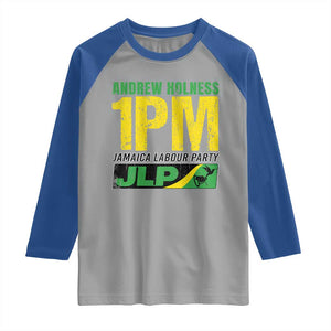 1PM Jamaica Andrew Holness Raglan Shirt Jamaica Labour Party JPL Supporter TS11 Sport Gray Royal Print Your Wear