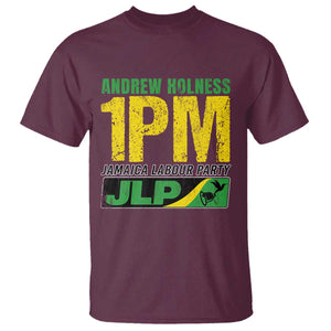 1PM Jamaica Andrew Holness T Shirt Jamaica Labour Party JPL Supporter TS11 Maroon Print Your Wear