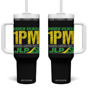 1PM Jamaica Andrew Holness Tumbler With Handle Jamaica Labour Party JPL Supporter TS11 One Size: 40 oz Black Print Your Wear