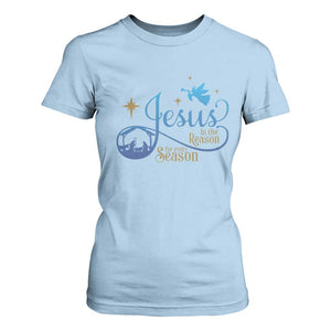 Jesus Is The Reason For The Season T Shirt For Women Nativity Scene TS11 Light Blue Print Your Wear