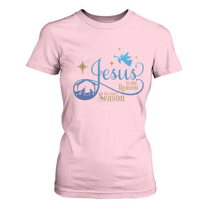 Jesus Is The Reason For The Season T Shirt For Women Nativity Scene TS11 Light Pink Print Your Wear