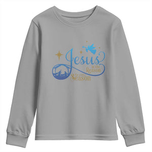 Jesus Is The Reason For The Season Youth Sweatshirt Nativity Scene TS11 Sport Gray Print Your Wear