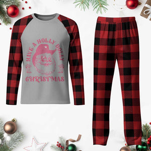 Western Xmas Plaid Pajama Set Have A Holly Dolly Cowboy Santa TS11 Buffalo Plaid Print Your Wear