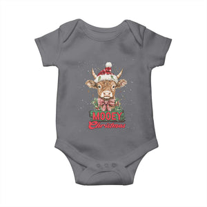 Funny Christmas Highland Cow Baby Onesie Mooey Christmas Western Cow Santa Hat TS11 Charcoal Print Your Wear