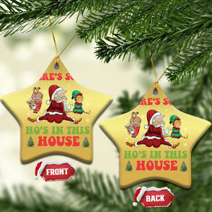 Funny Xmas Naughty Santa Christmas Ornament There's Some Ho's In This House Elf Reindeers TS11 Star Gold Print Your Wear