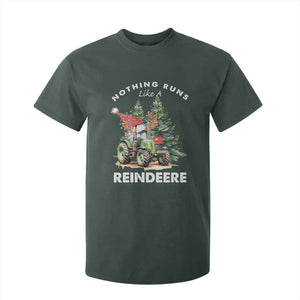 Funny Christmas Tractor T Shirt For Kid Nothing Runs Like A Reindeere Farmers TS11 Dark Forest Green Print Your Wear