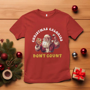 Funny Christmas Santa T Shirt Xmas Calories Don't Count Pizza Wine TS11 Red Print Your Wear