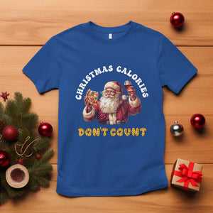 Funny Christmas Santa T Shirt Xmas Calories Don't Count Pizza Wine TS11 Royal Blue Print Your Wear