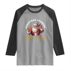 Funny Christmas Santa Raglan Shirt Xmas Calories Don't Count Pizza Wine TS11 Sport Gray Black Print Your Wear
