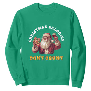 Funny Christmas Santa Sweatshirt Xmas Calories Don't Count Pizza Wine TS11 Irish Green Print Your Wear