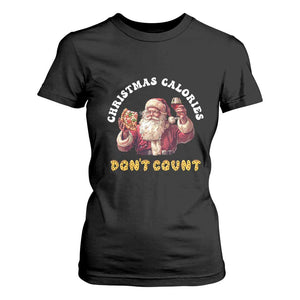 Funny Christmas Santa T Shirt For Women Xmas Calories Don't Count Pizza Wine TS11 Black Print Your Wear