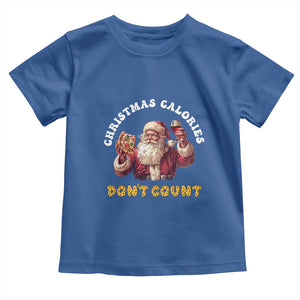 Funny Christmas Santa Toddler T Shirt Xmas Calories Don't Count Pizza Wine TS11 Royal Blue Print Your Wear