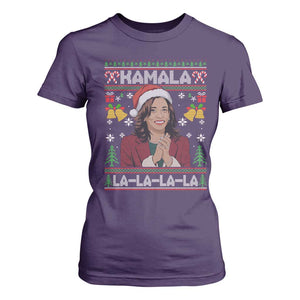 Funny Harris Christmas T Shirt For Women Kamala La La La La Ugly Santa Hat Xmas TS11 Purple Print Your Wear