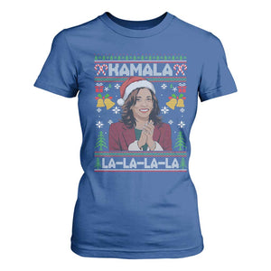Funny Harris Christmas T Shirt For Women Kamala La La La La Ugly Santa Hat Xmas TS11 Royal Blue Print Your Wear
