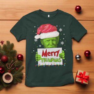 Funny Trump Christmas T Shirt Merry Trumpmas Santa Trump TS11 Dark Forest Green Print Your Wear