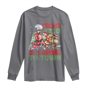 Trump Christmas Long Sleeve Shirt Trump Train Is Coming To Town Xmas TS11 Charcoal Print Your Wear