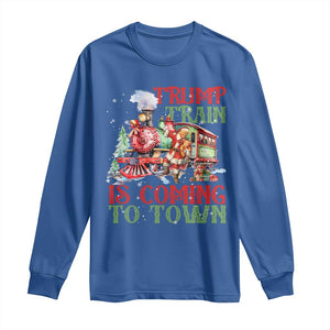 Trump Christmas Long Sleeve Shirt Trump Train Is Coming To Town Xmas TS11 Royal Blue Print Your Wear