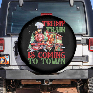 Trump Christmas Spare Tire Cover Trump Train Is Coming To Town Xmas TS11 No hole Black Print Your Wear