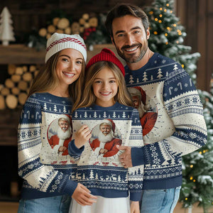 Funny Trump Xmas Ugly Christmas Sweater Santa's Favorite President Trump 2024 Christmas TS11 Navy Print Your Wear