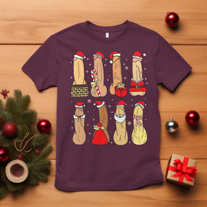 Funny Naughty Christmas Dirty Santa Hat Xmas Adult Humor T Shirt TS11 Maroon Print Your Wear
