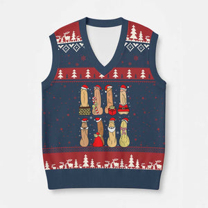 Funny Naughty Xmas Dirty Santa Hat Xmas Adult Humor V-Neck Knit Sweater Vest TS11 Navy Red Print Your Wear