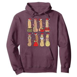 Funny Naughty Christmas Dirty Santa Hat Xmas Adult Humor Hoodie TS11 Maroon Print Your Wear