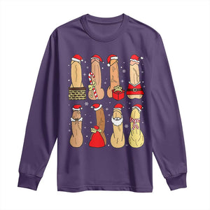 Funny Naughty Christmas Dirty Santa Hat Xmas Adult Humor Long Sleeve Shirt TS11 Purple Print Your Wear