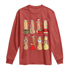 Funny Naughty Christmas Dirty Santa Hat Xmas Adult Humor Long Sleeve Shirt TS11 Red Print Your Wear