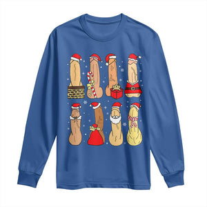 Funny Naughty Christmas Dirty Santa Hat Xmas Adult Humor Long Sleeve Shirt TS11 Royal Blue Print Your Wear