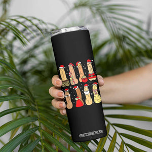 Funny Naughty Christmas Dirty Santa Hat Xmas Adult Humor Skinny Tumbler TS11 Print Your Wear