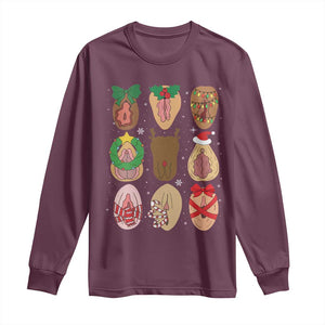 Funny Naughty Christmas Dirty Xmas Adult Humor Long Sleeve Shirt TS11 Maroon Print Your Wear